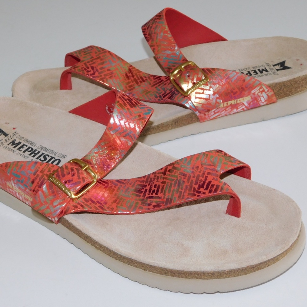 MEPHISTO Helen Coral Chevron Nubuck sandals women 41 France - rare